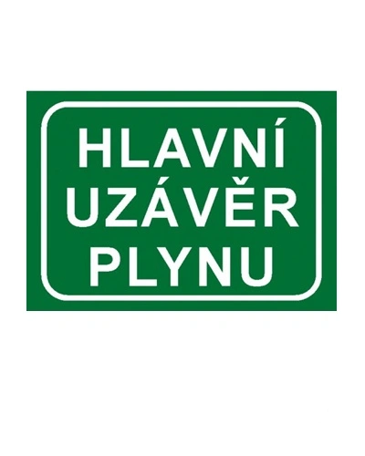 Bezpečnostní tabulka HLAVNÍ UZÁVĚR PLYNU - TEXT