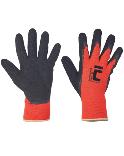 Rukavice pracovní povrstvené PALAWAN WINTER, zimní, oranžové.jpg