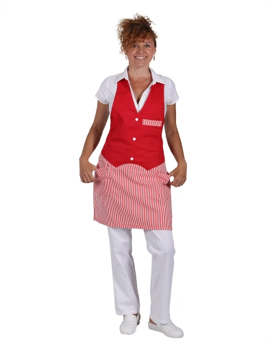 Unisexová zástěra s vestičkou 0060 - červená Unisexová zástěra s vestičkou 0060 - červená