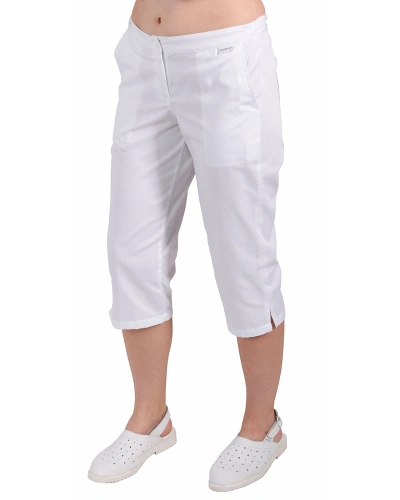 Dámské pracovní zdravotnické 3/4 kalhoty, bílé