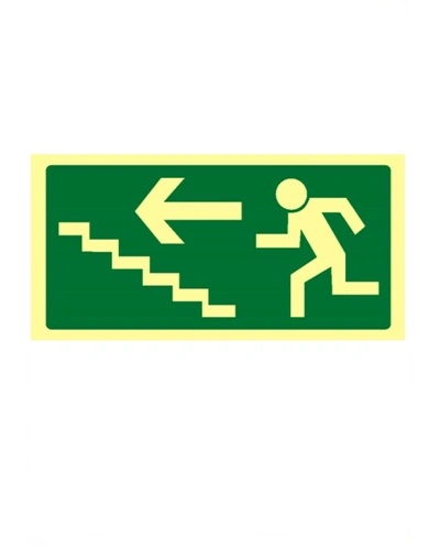 Bezpečnostní tabulka ÚNIKOVÉ SCHODIŠTĚ VLEVO NAHORU, Fotoluminiscenční