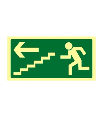 Bezpečnostní tabulka ÚNIKOVÉ SCHODIŠTĚ VLEVO DOLŮ, Fotoluminiscenční
