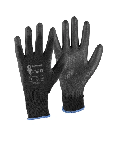 Rukavice BRITA BLACK, povrstvené Rukavice BRITA BLACK, povrstvené