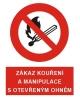 Bezpečnostní tabulka ZAKÁZ KOUŘENÍ A MANIPULACE S OTEVŘENÝM OHNĚM
