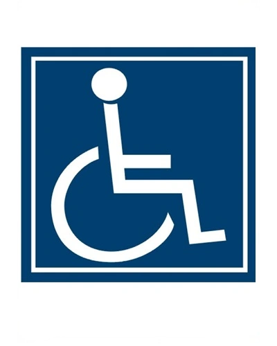 Bezpečnostní tabulka SYMBOL ZAŘÍZENÍ NEBO PROSTORU PRO OSOBY NA VOZÍKU