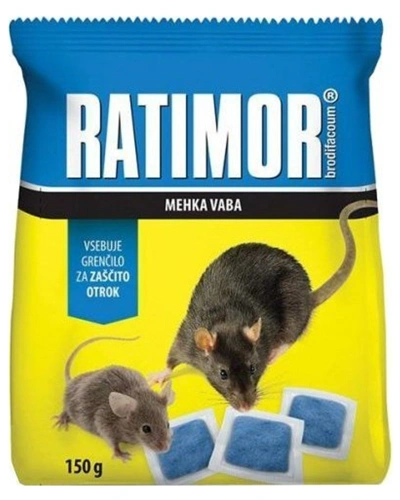 Nástraha RATIMOR Brodifacoum  , měkká nástraha , sáček, 150 g.jpg