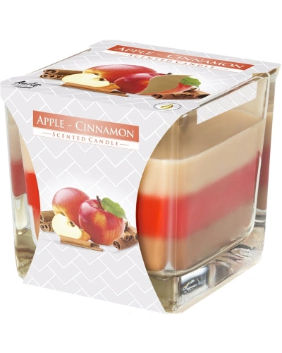 Svíce vonná tříbarevná ve skle, 170g, jablko+skořice.jpg