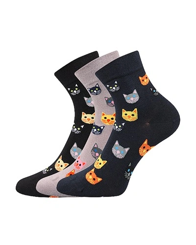 Ponožky Felixa, Mix A kočičky, černá, šedá, tmavě modrá Ponožky Felixa, Mix A kočičky, černá, šedá, tmavě modrá
