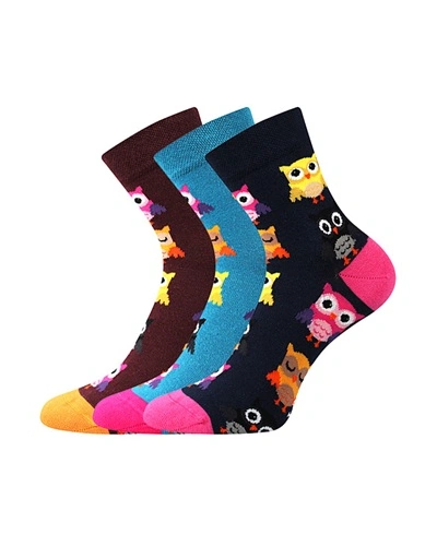 Ponožky Dedot, Mix D - sovičky - vínová, petrolejová, tmavě modrá