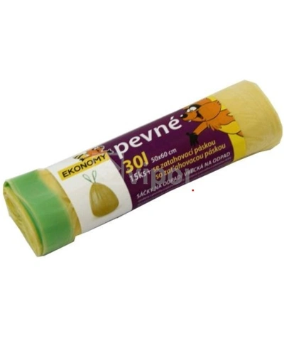 Sáček do koše s páskou HDPE 30l, žlutý.jpg