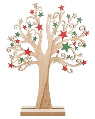 Strom dřevěný s barevnými hvězdami 22 x 30 cm Strom dřevěný s barevnými hvězdami 22 x 30 cm
