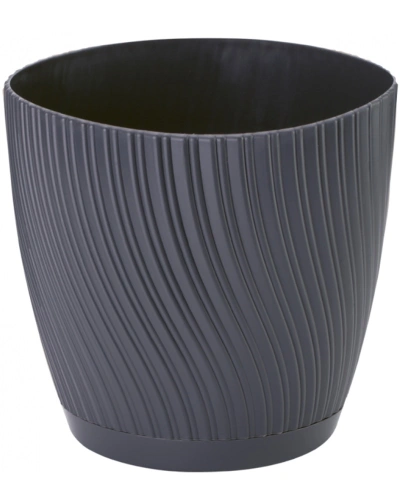Květináč MIKA ECO s podmiskou plastový d19x17cm antracit.jpg
