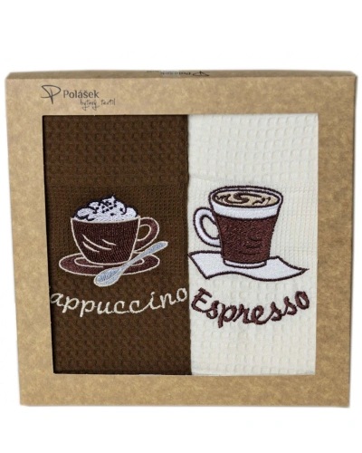 Utěrky s výšivkou, Cappuccino-espresso, 50x70 cm, 2ks.jpg
