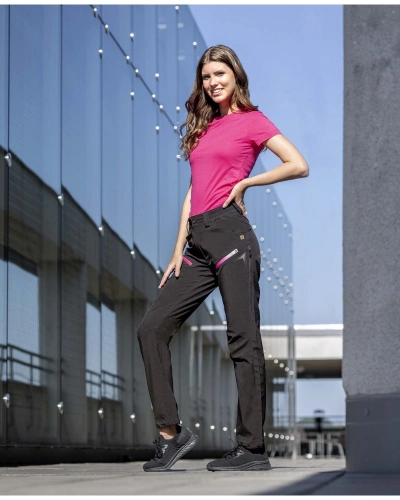 Kalhoty dámské softshellové CREATRON, černo-růžová