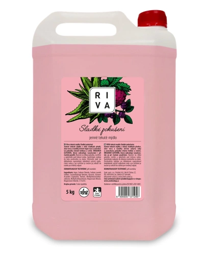 Riva, mýdlo tekuté, jemné, 5kg, sladké pokušení.jpg Riva, mýdlo tekuté, jemné, 5kg, sladké pokušení.jpg