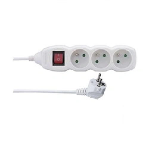 Prodlužovací kabel se 3 zásuvkami s vypínačem bílý