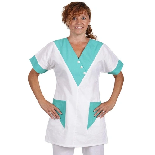 Dámská zdravotnická halena 0287 - bílo-tyrkysová