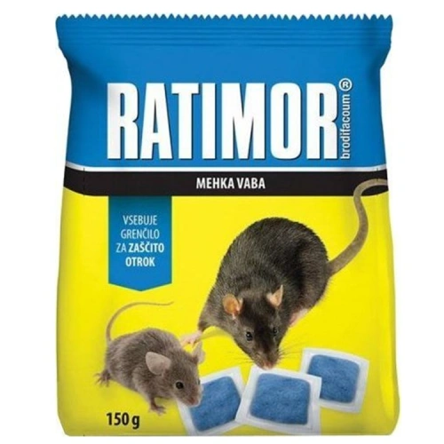 Měkká nástraha na hlodavce RATIMOR Brodifacoum 150g sáček.jpg Měkká nástraha na hlodavce RATIMOR Brodifacoum 150g sáček.jpg