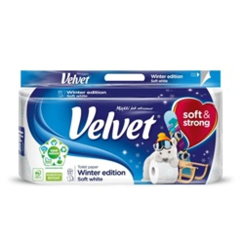 Toaletní papír VELVET Zima, 3VR, 150 útržků, 8rolí/bal Toaletní papír VELVET Zima, 3VR, 150 útržků, 8rolí/bal