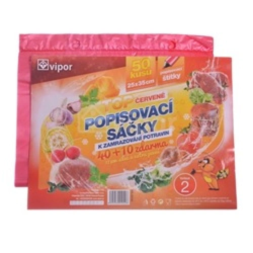 Sáček HDPE zamrazovací TOP 25x35cm, 17my červený 50ks Sáček HDPE zamrazovací TOP 25x35cm, 17my červený 50ks