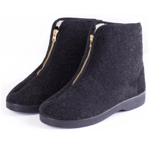 Pánské důchodky z ovčí vlny na zip černé