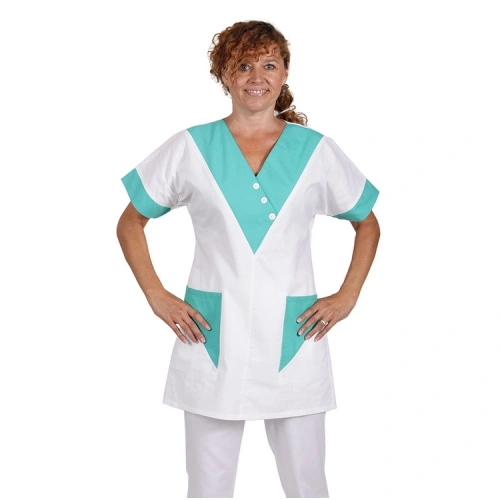 Dámská halena přes hlavu 0287, zelený tyrkys/bílá Dámská halena přes hlavu 0287, zelený tyrkys/bílá